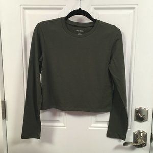 Wild Fable Long Sleeve Cropped T-shirt NWT Olive Green Choose Size